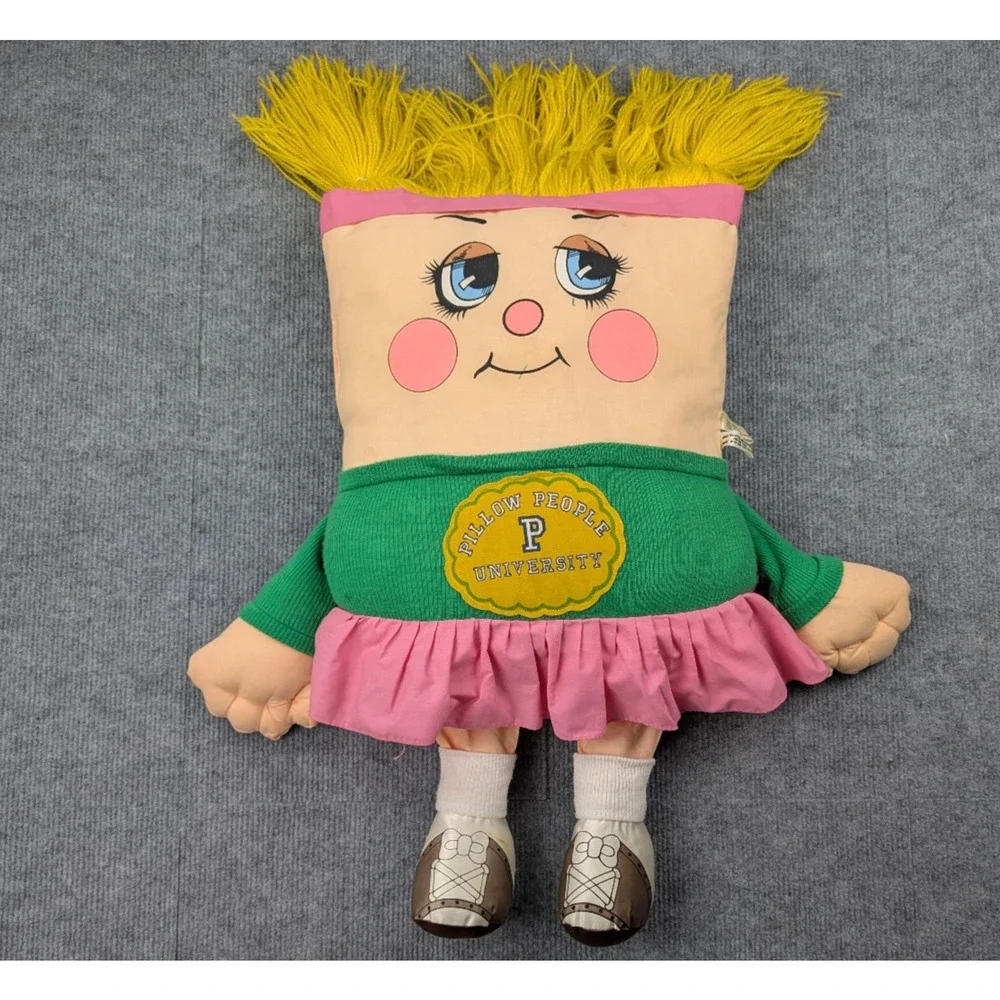 Vintage Pillow People University Plush Doll 80s Cheerleader Girl Large 23